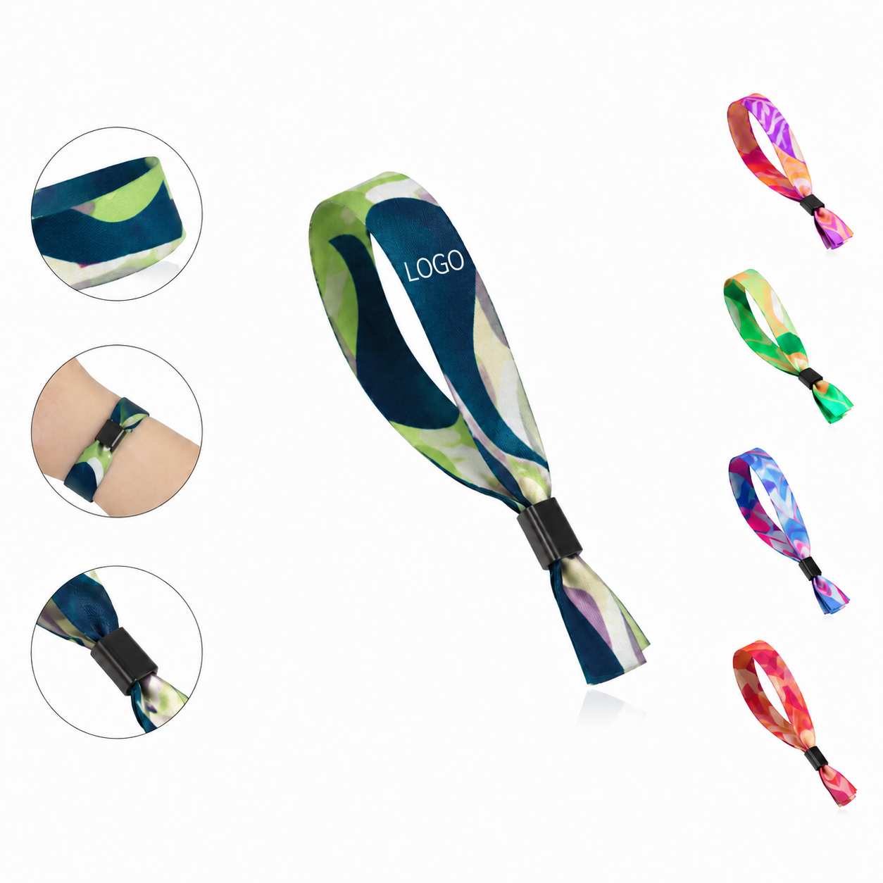 Secure Single-Use Polyester Fabric Wristband with Sliding Lock