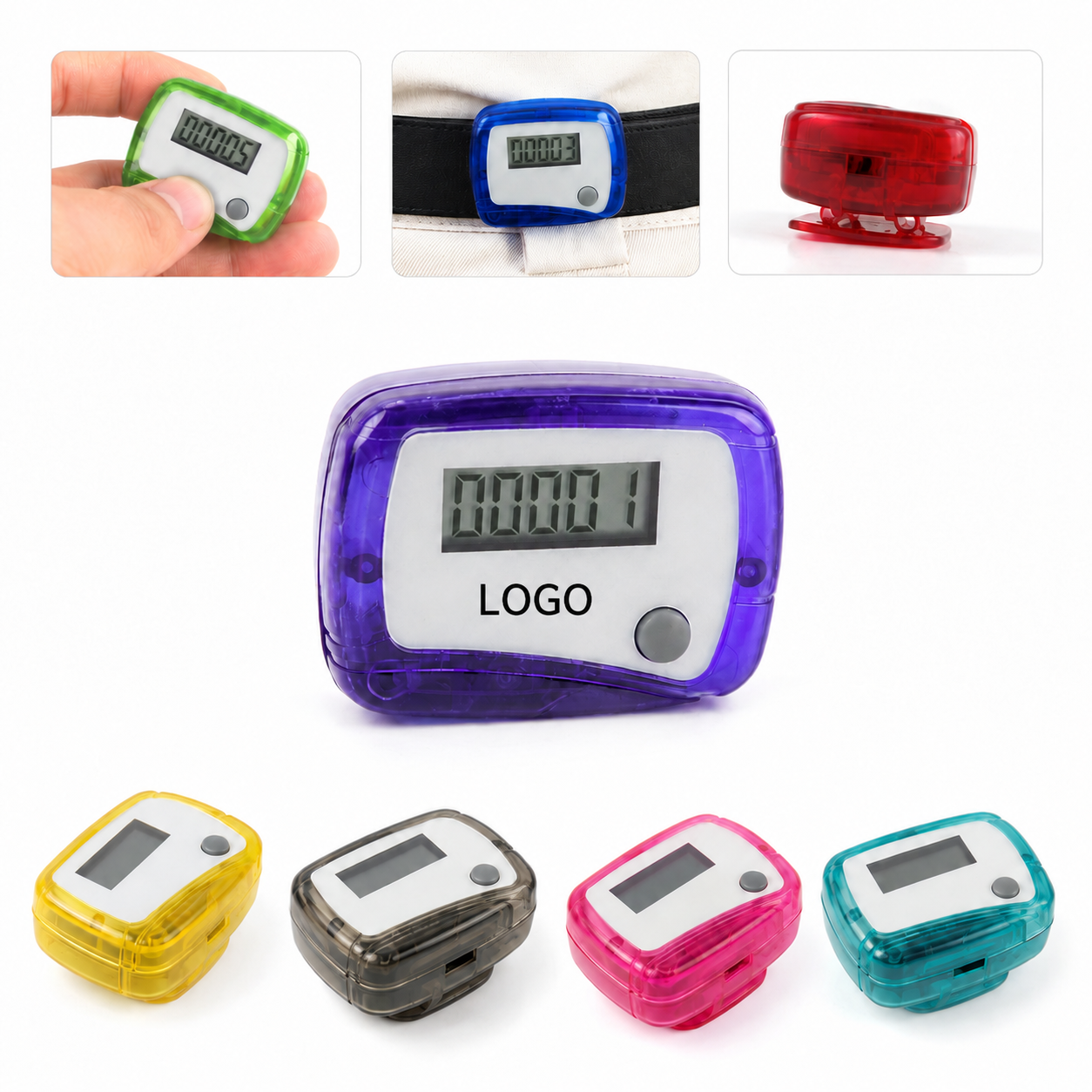 Compact Clip-On Digital Step Counter with Large LCD Display