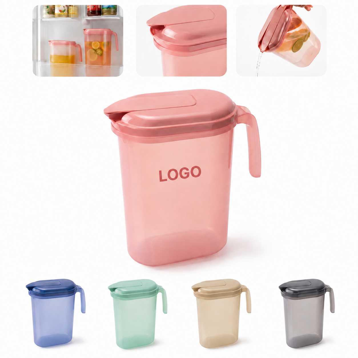 Slim Profile 2-Quart Refrigerator Pitcher with Secure Flip Lid