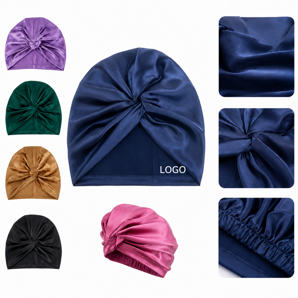 Mulberry Silk Knotted Sleep Turban with Elastic Band