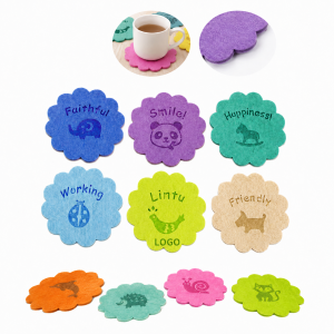 Scalloped Edge Vibrant Felt Drink Coasters
