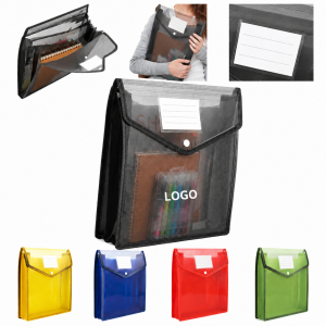 Translucent Expanding Document Organizer with Snap Closure and Identification Pocket