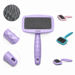 Ergonomic Pet Slicker Brush with Geometric Textured Grip