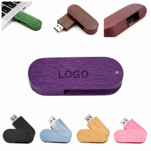 Natural Bamboo Swivel 16GB USB Flash Drive - Sustainable Wood Casing