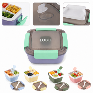 Multi-Compartment Leak-Proof Food Container with Integrated Tray and Utensil Slot