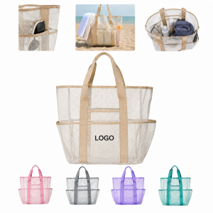 Breathable Mesh Beach Tote with Multi-Pocket Exterior Storage