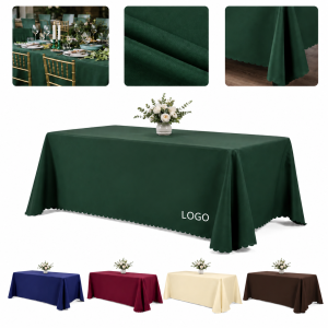 8' Scalloped Hem Polyester Rectangular Table Cover
